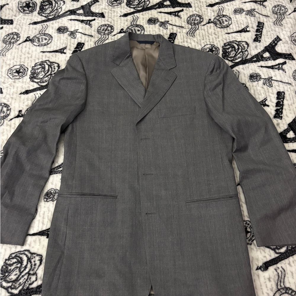 Burberry London 40R Jacket, Grey-Brown Check 100% Wool Three Buttons Double Vent